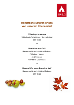 Herbstliche Empfehlungen von unserem K&uuml;chenchef
