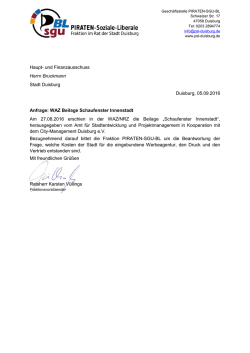 Haupt- und Finanzausschuss Herrn Bruckmann Stadt Duisburg