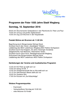 Programmablauf 1050 Jahre Stadt Wegberg
