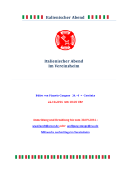 Italienischer Abend Italienischer Abend Im Vereinsheim