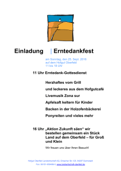 Einladung | Erntedankfest - Stiftung Hofgut Oberfeld