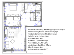 Grundriss Wohnung Bamberg (insgesamt 96qm): Wohnzimmer