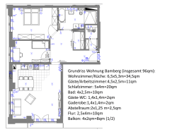 Grundriss Wohnung Bamberg (insgesamt 96qm): Wohnzimmer