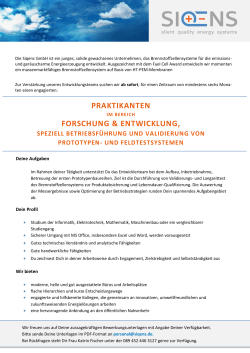 Praktikant (W/M) Betriebsf&uuml;hrung und Validierung von
