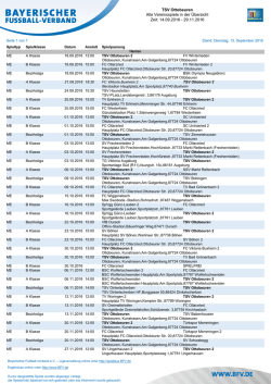 TSV Ottobeuren Alle Vereinsspiele in der Übersicht Zeit: 04.09.2016