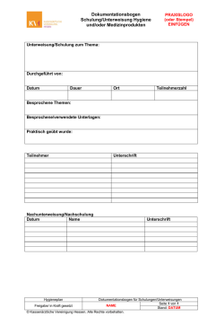 Dokumentationsbogen Schulung/Unterweisung Hygiene und/oder