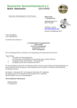 Einladung 2. Gaujugendleiterversammlung 2016