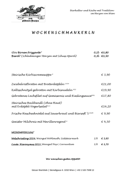 Wochenkarte - Gösser Bierklinik