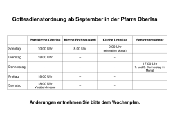 Gottesdienstordnung ab September in der Pfarre Oberlaa