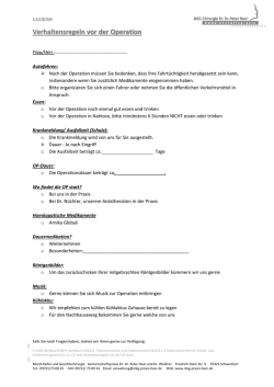 Verhaltensregeln vor der Operation - Mund-, Kiefer