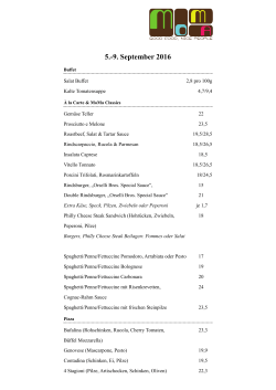 Wochenplan - Moma Restaurant