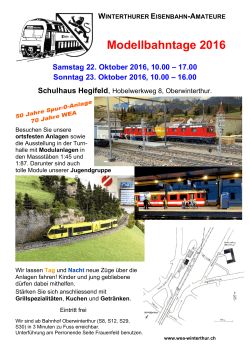 WEA-Modellbahntage 2016 - Winterthurer Eisenbahn Amateure
