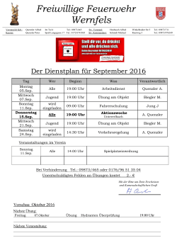 Dienstplan September 2016 - Freiwilige Feuerwehr Wernfels