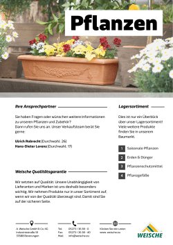 Ihre Ansprechpartner Weische Qualit&auml;tsgarantie Lagersortiment