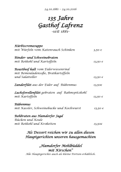 unsere Jubiläumskarte  - Gasthof Lafrenz in Hamdorf