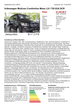 Volkswagen Multivan Comfortline Motor 2,0 l TDI EU6 SCR Preis