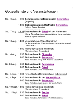 Gottesdienste und Veranstaltungen August