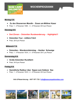 Wochenprogramm 5.9. - Base Camp Dolomites