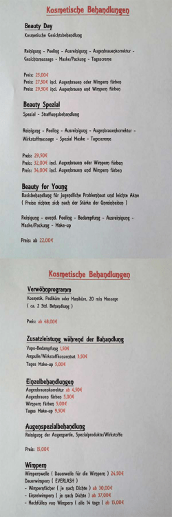 Unsere Preisliste