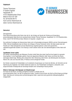 Impressum Thomas Th&ouml;nnissen IT-System Engineer Hauptstra&szlig;e 76