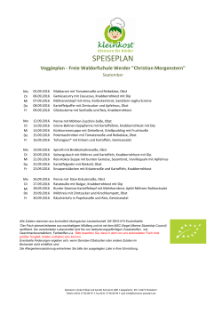 Speiseplan 09/2016 Veggie  - Freie Waldorfschule Werder