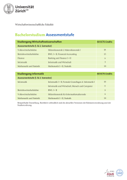 Bachelorstudium Assessmentstufe - Wirtschaftswissenschaftliche