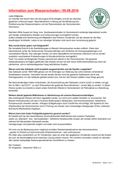 Information zum Wasserschaden / 09.09.2016