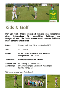 Herbst-Intensivkurs: 10. - 14. Oktober 2016 Kids