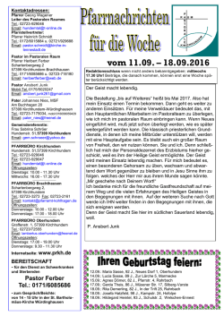Pfarrbrief - Herzlich Willkommen in der Pfarrei Deutschland