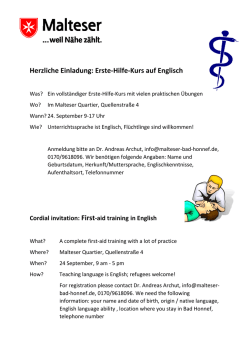 Herzliche Einladung: Erste-Hilfe-Kurs auf Englisch