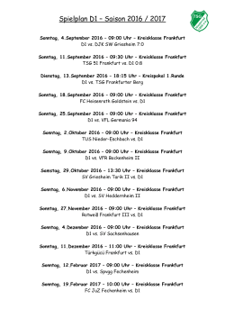 Spielplan D1 - TSG Niederrad 1898