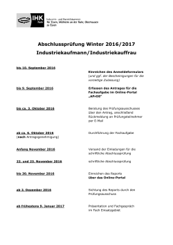Zeitplanung Winter 2016/2017
