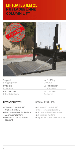 Page 1 LIFTGATES IILM 2. Tragkraft ca. 1130 kg Lifting capacity