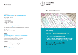 Einladung  - UFSP Finanzmarktregulierung