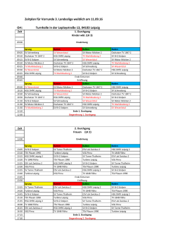 Zeitplan für Vorrunde 3. Landesliga weiblich am 11.09.16 Ort