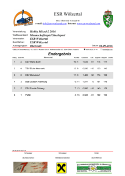 Turnier 2 - ESR Wölzertal