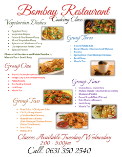 Eggplant Curry &bull; Vegetable Biryani &bull; Potato - bombay
