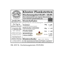 zum Wochenangebot - Kloster Plankstetten