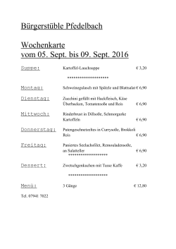 BürgerstüblePfedelbach Wochenkarte vom05.Sept.bis09.Sept.2016
