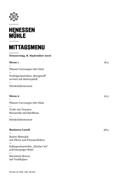 Donnerstag, 8. September 2016 Menu 1 18.5 &mdash; Pikante Currysuppe