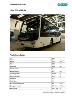 eBus SOR &laquo;EBN 8&raquo; Technische Daten