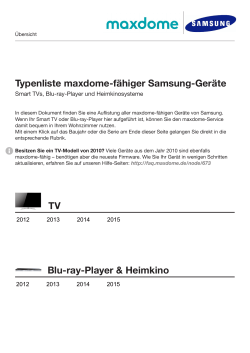 Typenliste maxdome-fähiger Samsung-Geräte TV Blu-ray