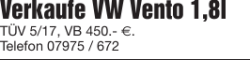 Verkaufe VW Vento 1,8l