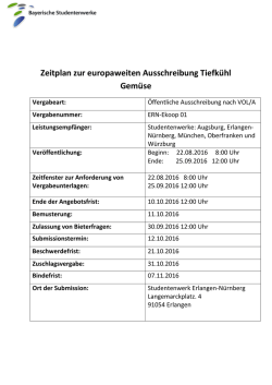 Zeitplan zur europaweiten Ausschreibung Tiefkühl Gemüse