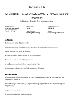 MITARBEITER (m/w) ENTWICKLUNG (Vorentwicklung