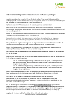 Hinweise zum AUSZAHLUNGSANTRAG