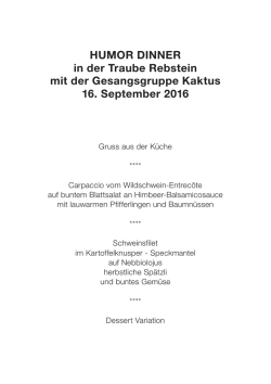 Humordinner Men&uuml; - Traube Rebstein