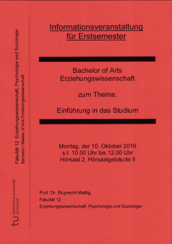 Informationsveranstaltung f&uuml;r Erstsemester im Bachelor of Arts