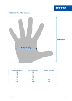 Größentabelle - Handschuhe Handumfang Handlänge