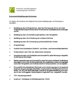 Dokumente/Best&auml;tigungen/Nachweise Vor Beginn der Abnahme